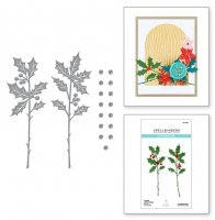 SEALED HOLLY SPRIGS Christmas branch die set - Järneksstansmallar från Spellbinders ca 4,4x11,7 cm
