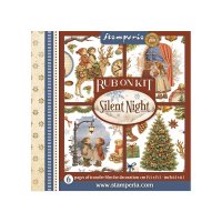 SILENT NIGHT rub-on pad - Gnuggisar från Stamperia 15x15 cm