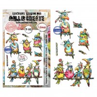 SIR CHIRPS-A-LOT bird clear stamp set - Stämpelset med fåglar från AALL & Create A6