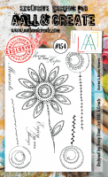 Sketched and doodled flower moments clear stamp set #154 - Stämpelset med doodlade blommor från Aall & Create A6