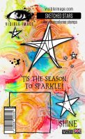 SKETCHED STARS clear stamp set - Stämpelset med stjärnor från Visible image A6
