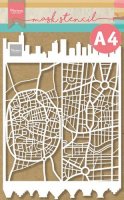 FÖRBESTÄLLNING - Slimline city pattern stencil - Schablon med storstadskarta från Marianne Design A4