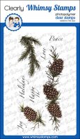 FÖRBESTÄLLNING Pines slimline clear stamp set - Stämpelset med barr och kottar från Whimsy Stamps 10x20 cm