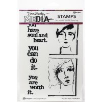 Soul and heart rubber stamp set - Stämpelset med ansikten och texter från Dina Wakley / Ranger ink