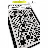 Squares / Checkes (cosmics cubes) stencil - Schablon med fyrkantigt mönster från Carabelle Studio A6