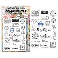 STAMPED HORIZONS postage clear stamp set - Stämpelset med frankeringstema från AALL & Create A6