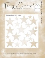 STAR CLUSTER stencil - Stjärnschablon från Tracy Evans 10x10 cm