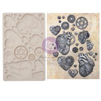 Steampunk hearts mould 5x8 from Finnabair Prima Marketing ink