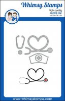 FÖRBESTÄLLNING Stethoscope doctor get well Die Set - Stansmallar med sjuk- och krya på dig-tema från Whimsy Stamps