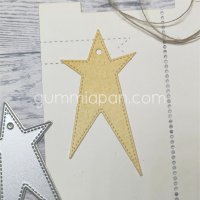 Stitched Star Tag die from Gummiapan ca 41×76 mm