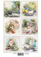 SUMMER GARDEN DIE CUT SHEET - Klippark med sommar- och fikatema från Reprint A4