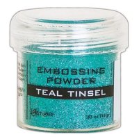 Teal tinsel embossing powder - Blågrön-glittrigt embossingpulver från Ranger
