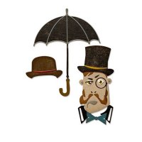 FÖRBESTÄLLNING - The gent steampunk man die set - Stansmallar med man med hatt och paraply från Tim Holtz / Sizzix