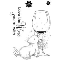 Tipsy mouse wine clear stamps set - Stämpelset med berusad mus vin från Pink ink design A7