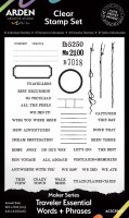 Traveler Essential Words+Phrases clear stamp set - Stämpelset med engelska reseuttryck av Katie Pertiet - Arden Creative Studio 