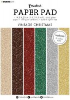 VINTAGE CHRISTMAS glitter paper pack from Studio Light 14,8x21 cm