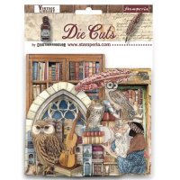 VINTAGE LIBRARY Die Cuts - Utstansade dekorationer med bok- och bibliotekstema från Stamperia