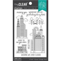 Whereever you go travel big city houses clear stamp set - Stämpelset om resor och våningshus från Hero Arts 10x15 cm