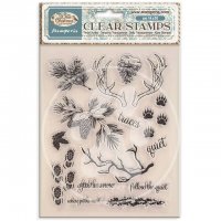 WHITE CHRISTMAS clear stamp set - Stämpelset med vintertema från Stamperia A5