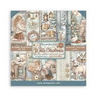 WHITE CHRISTMAS paper pack - Mönsterpapper med jultema från Stamperia 30x30 cm