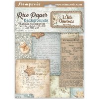WHITE CHRISTMAS rice paper backgrounds - Rispapper från Stamperia A6
