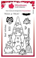 WITCHY WOO Halloween clear stamp set - Stämpelset med häxa från Woodware 10x15 cm
