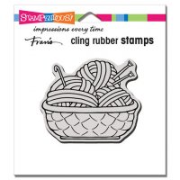 Yarn Basket Cling Rubber Stamp 2.75 x 2.25 - Stämpel med garnkorg från Stampendous