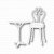CAFÉSTOL OCH -BORD table and chair die set from Gummiapan table 35x43 mm chair 30x63 mm