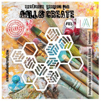#106 Interconnect honeycomb stencil - Schablon med bivaxmönster från Autour de Mwa / AALL & Create 15x15 cm