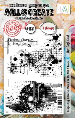 DOT DASH GRID clear stamp set - Stämpelset med texturstämplar från AALL & Create A7
