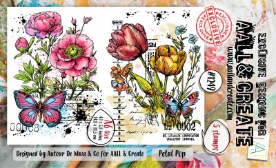 PETAL POP flower clear stamp set - Stämpelset med blommor från AALL & Create A6