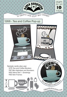 TEA AND COFFEE POP UP die set - Stansmallar med kaffe- och te-tema från Karen Burniston
