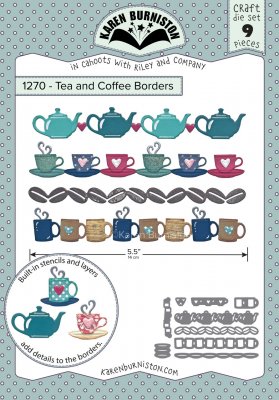 TEA AND COFFEE BORDERS die set - Bårdstansmallar med kaffe- och te-tema från Karen Burniston