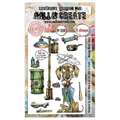 WACKY WOOF TALES dog clear stamp set from AALL & Create A6