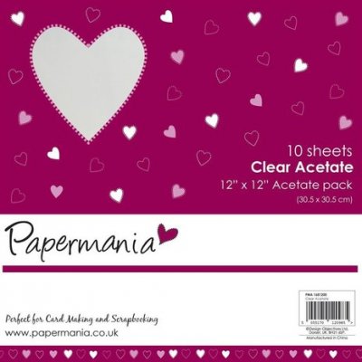 CLEAR ACETATE 12X12 - Genomskinliga plastark från Papermania 30x30 cm