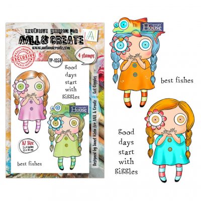 GOT GIGGLES GIRL CLEAR STAMP SET - Stämpelset med fnissande tjejer från AALL & Create A7