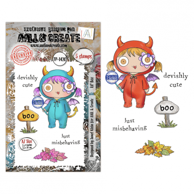 LIL' BOO girl devil Halloween clear stamp set - Stämpelset med djävulsflicka från AALL & Create A7