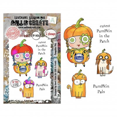 PUMPKIN PALS clear stamp set - Stämpelset med pumpatjej från AALL & Create A7