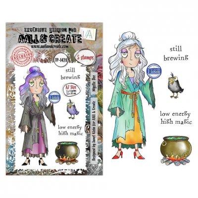 MYSTIC DEE woman clear stamp set - Stämpelset med äldre kvinna från AALL & Create A7