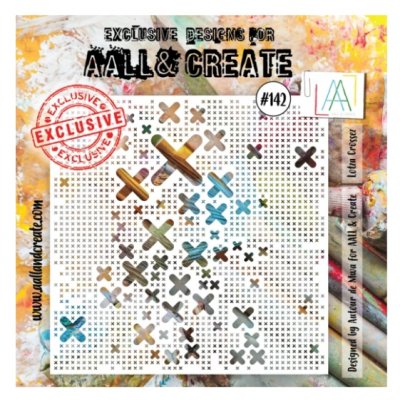 FÖRBESTÄLLNING #142 Lotza Crossez stencil - Schablon med kryss från Autour de Mwa AALL & Create 15x15 cm