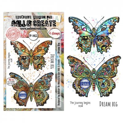 DREAM BIG butterfly clear stamp set - Stämpelset med fjärilar från AALL & Create A6