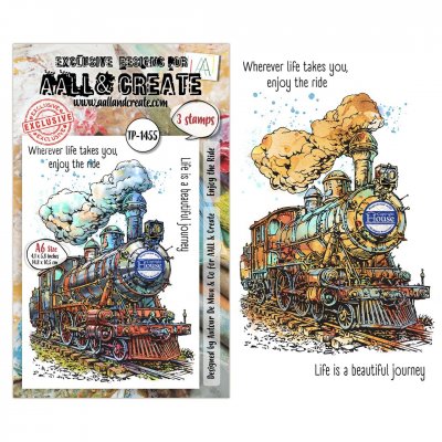 ENJOY THE RIDE train clear stamp - Stämpel med tåg från AALL & Create A6