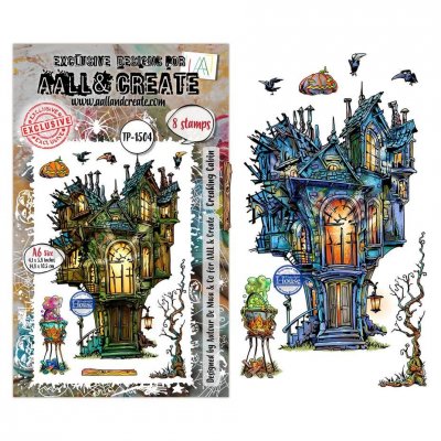 CREAKING CABIN haunted house halloween clear stamp set - Stämpelset med spökhus från AALL & Create A6