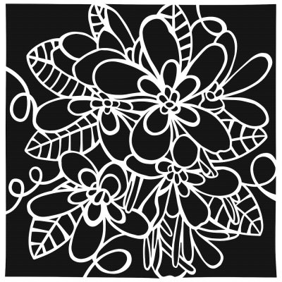 Flower Cluster 6x6 Inch Stencil - Schablon med blomma från The Crafter's workhop 15x15 cm