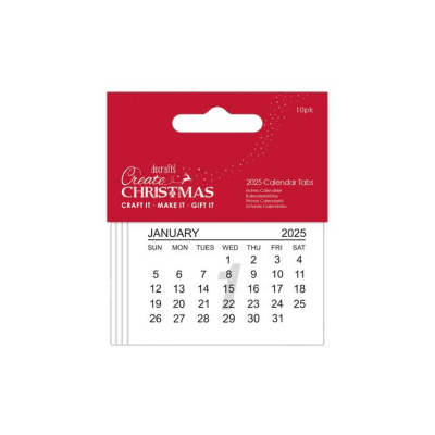 2025 CALENDAR TABS 10 pcs - Små kalenderblad från Papermania