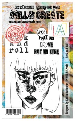 #220 Rock and roll clear stamp set - Stämpelset med tjejansikte från Aall & Create A6