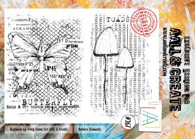 #267 Nature elements clear stamp set - Stämplar fjäril och svampar från AALL & Create A4