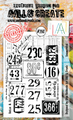 #280 enumerated clear stamp - Stämpel med siffror från AALL & Create A6