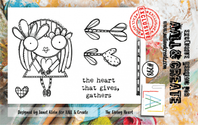 #298 The giving heart clear stamp set - Stämpelset med en flicka från AALL & Create A7