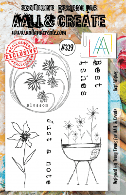 FÖRBESTÄLLNING #329 Best wishes flower clear stamp set - Stämpelset med blommor från Aall & Create A5